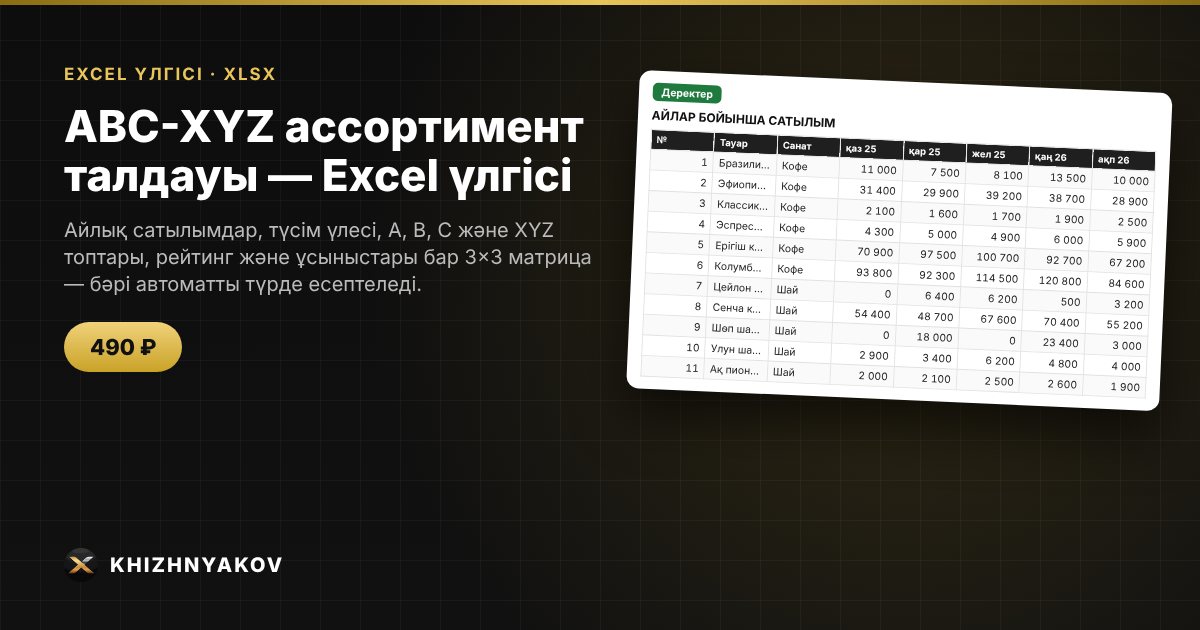 ABC-XYZ ассортимент талдауы — Excel үлгісі