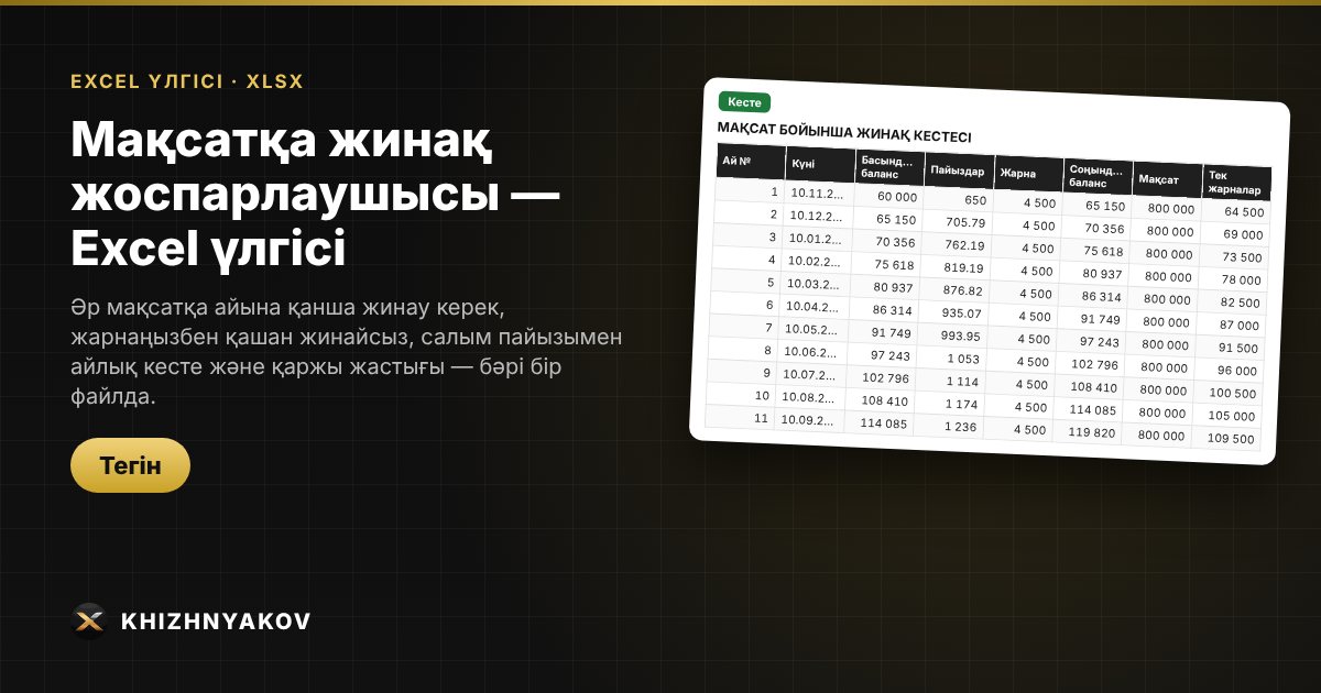 Мақсатқа жинақ жоспарлаушысы — Excel үлгісі