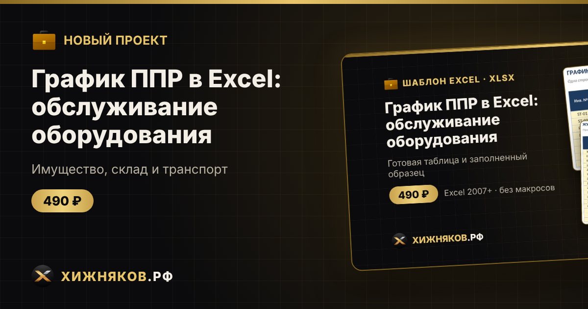 График ППР в Excel: обслуживание оборудования — фото 1