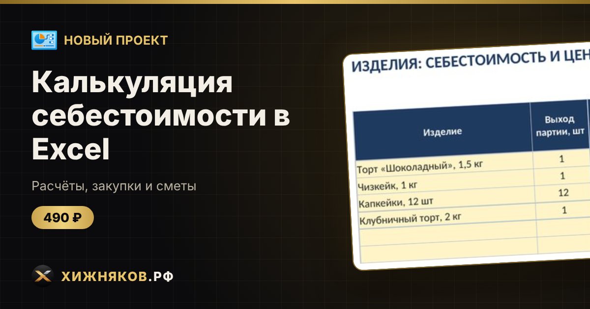 Калькуляция себестоимости в Excel — фото 1