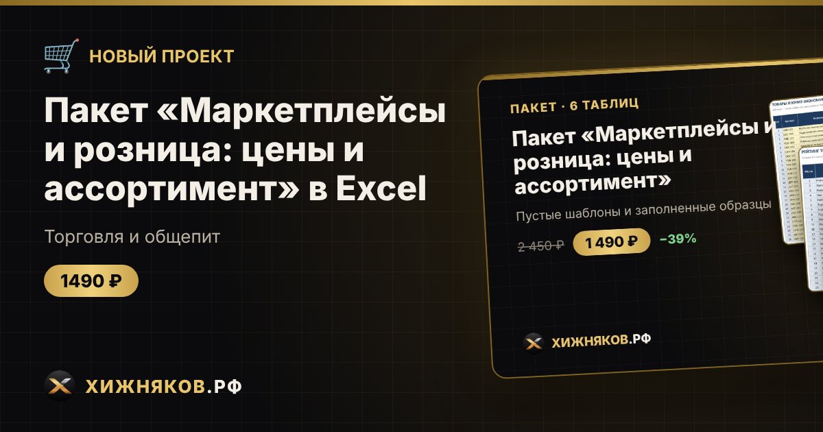 Пакет «Маркетплейсы и розница: цены и ассортимент» в Excel — фото 1
