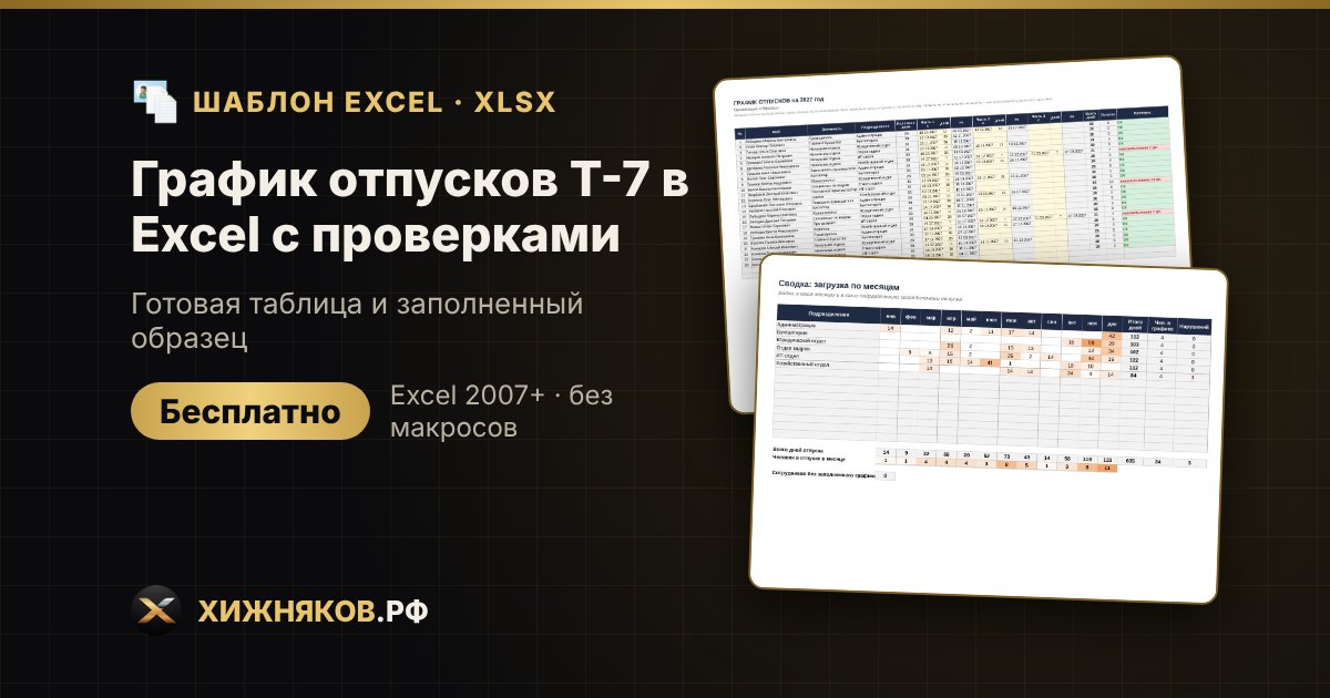 График отпусков на 2027 год: сроки, правила и образец Т-7 в Excel