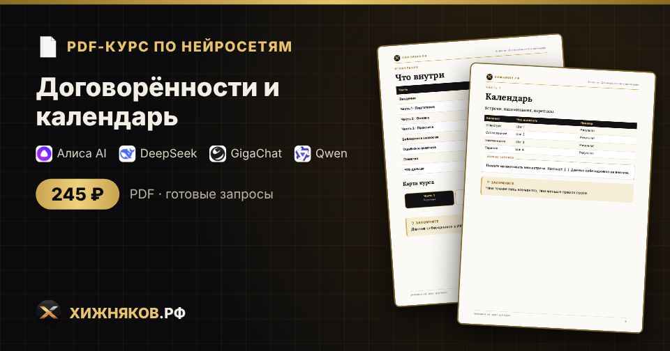 Договорённости и календарь: как сделать с помощью нейросети — пошагово, с готовыми запросами