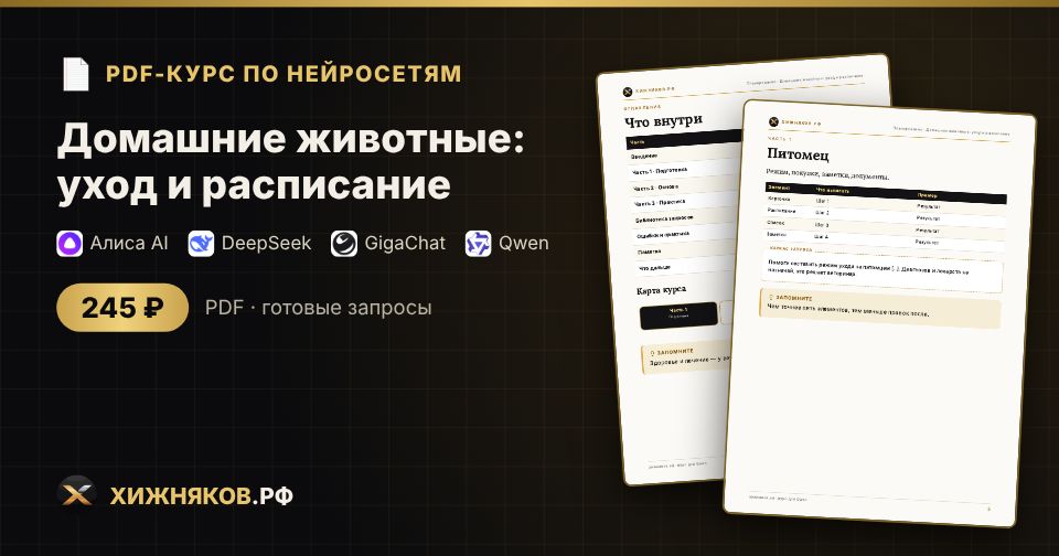 Курс: Домашние животные: уход и расписание