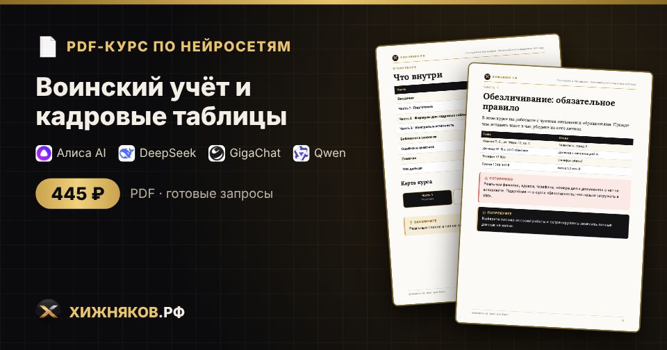 Курс: Воинский учёт и кадровые таблицы