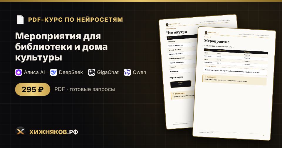 Мероприятия для библиотеки и дома культуры: как сделать с помощью нейросети — пошагово, с готовыми запросами