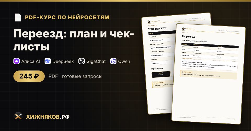 Переезд: план и чек-листы: как сделать с помощью нейросети — пошагово, с готовыми запросами