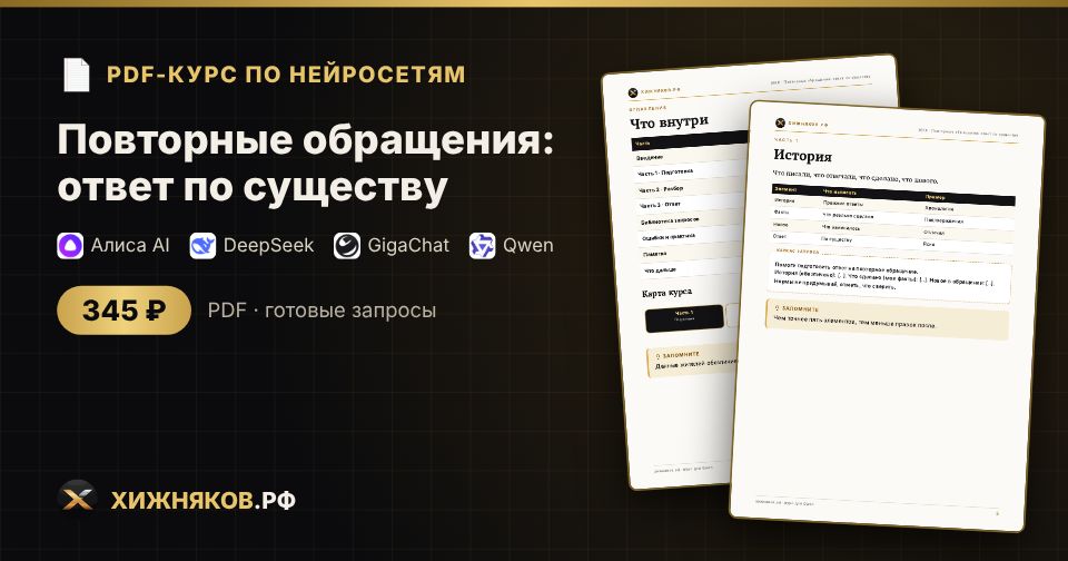 Курс: Повторные обращения: ответ по существу