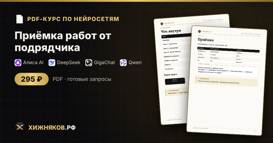 Приёмка работ от подрядчика: как сделать с помощью нейросети — пошагово, с готовыми запросами