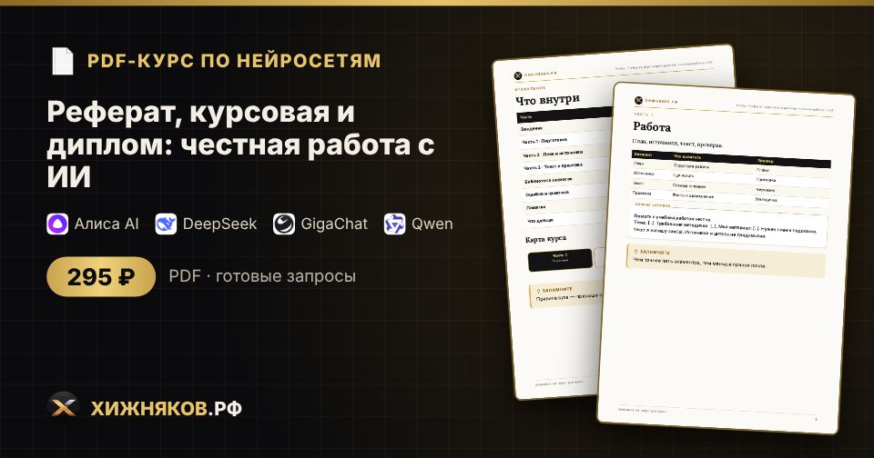 Реферат, курсовая и диплом: честная работа с ИИ: как сделать с помощью нейросети — пошагово, с готовыми запросами