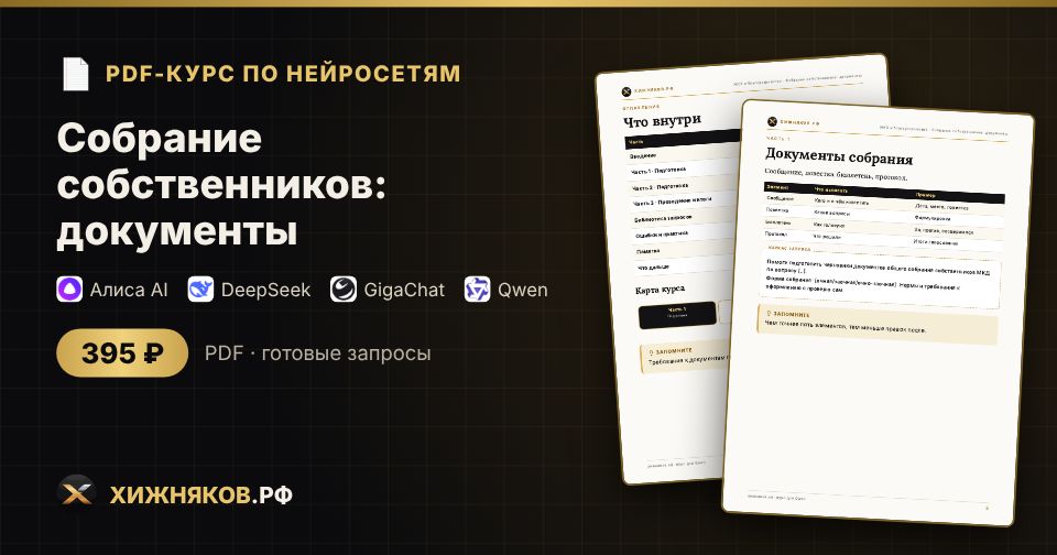 Курс: Собрание собственников: документы