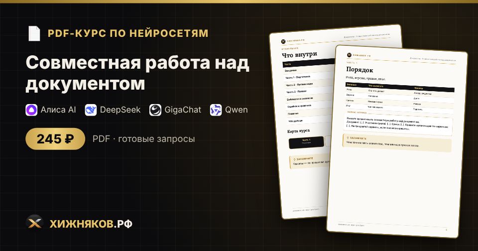 Совместная работа над документом: как сделать с помощью нейросети — пошагово, с готовыми запросами
