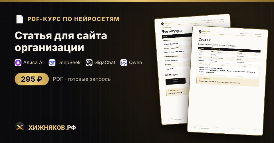 Курс: Статья для сайта организации