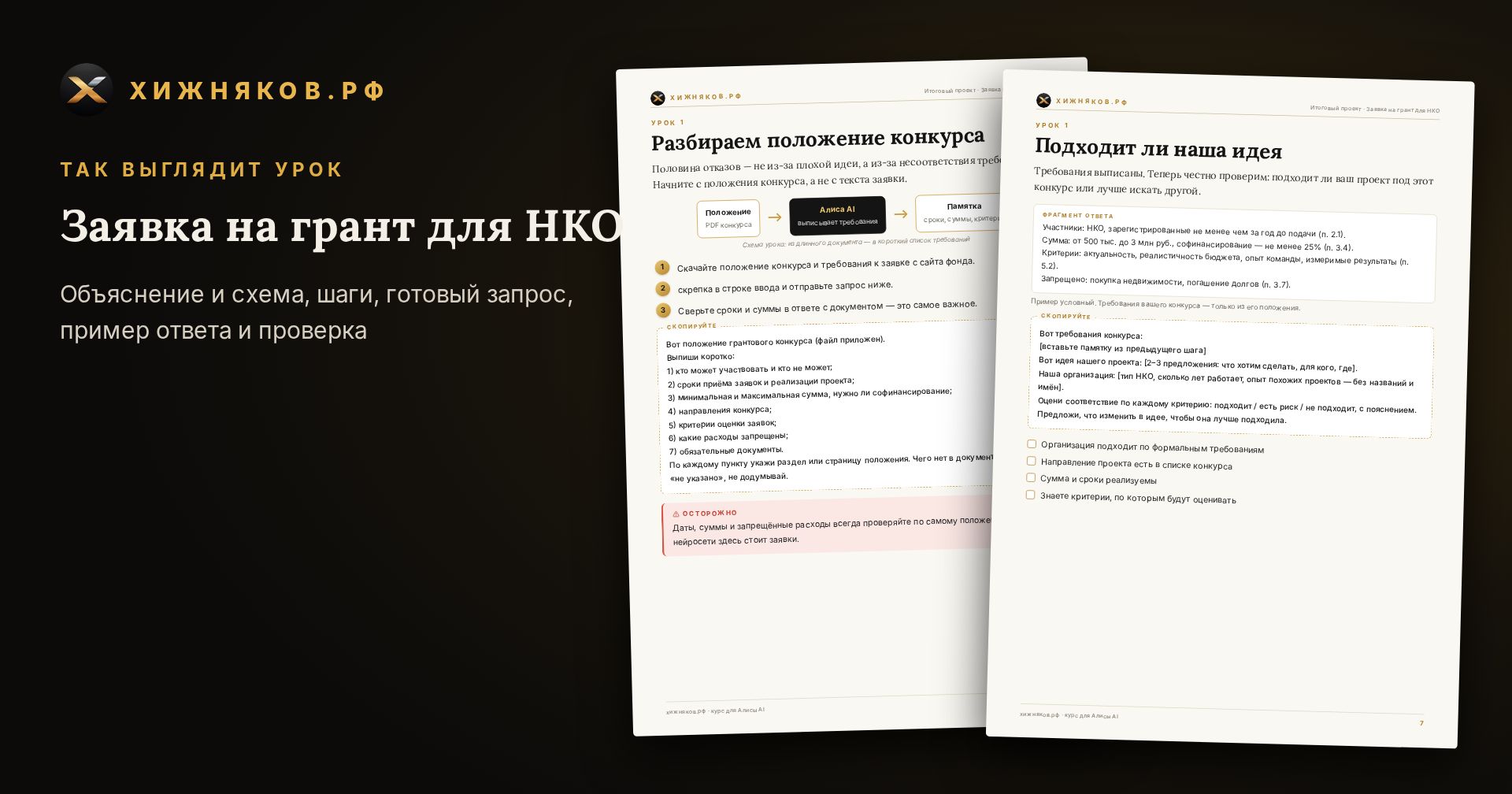 Курс: Заявка на грант для НКО — скриншот