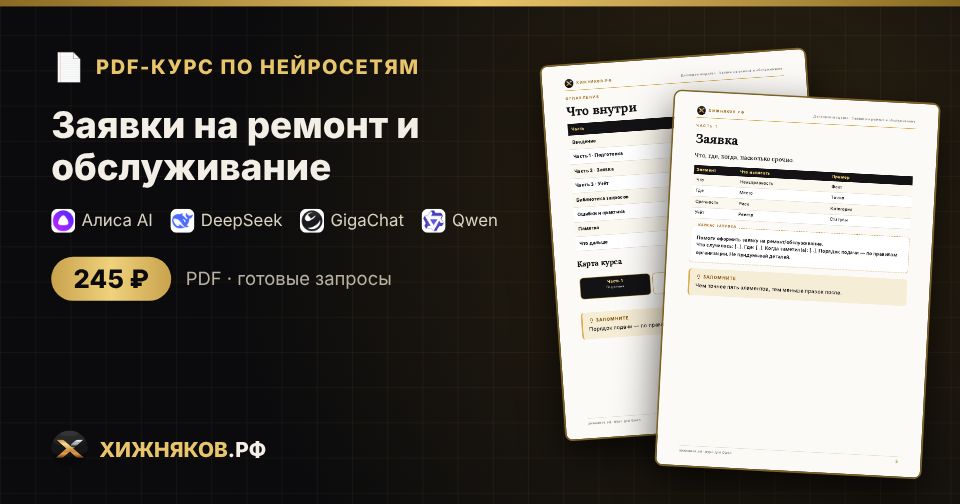 Заявки на ремонт и обслуживание: как сделать с помощью нейросети — пошагово, с готовыми запросами