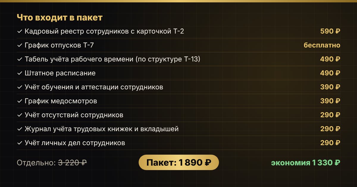 Полный пакет кадровой службы: 9 таблиц — фото 3