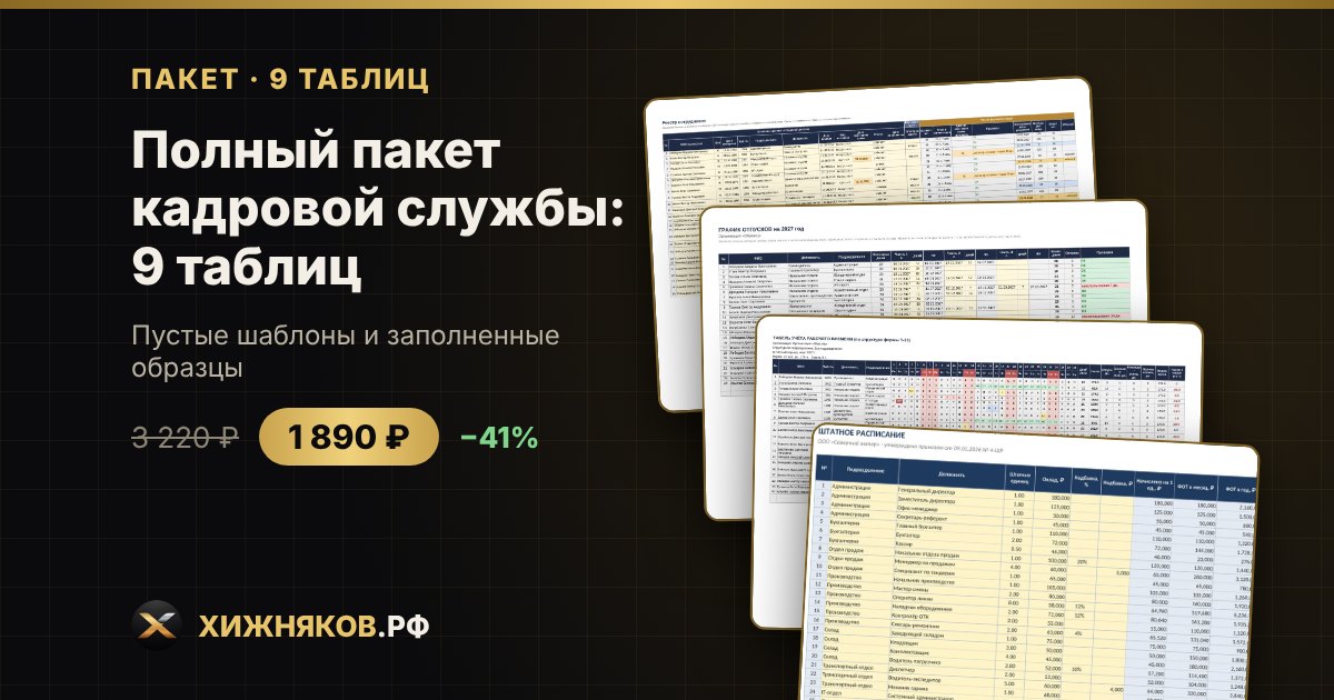 Полный пакет кадровой службы: 9 таблиц — фото 2