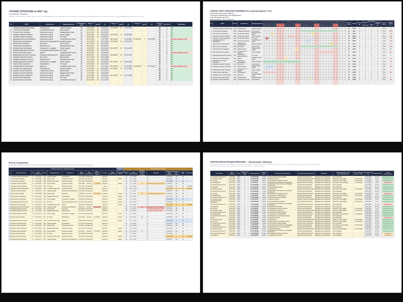 Пакет кадровика: 5 Excel-таблиц для кадровой службы — скриншот