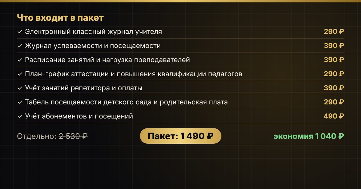 Пакет «Образование: школа, детсад, репетитор» в Excel — фото 4