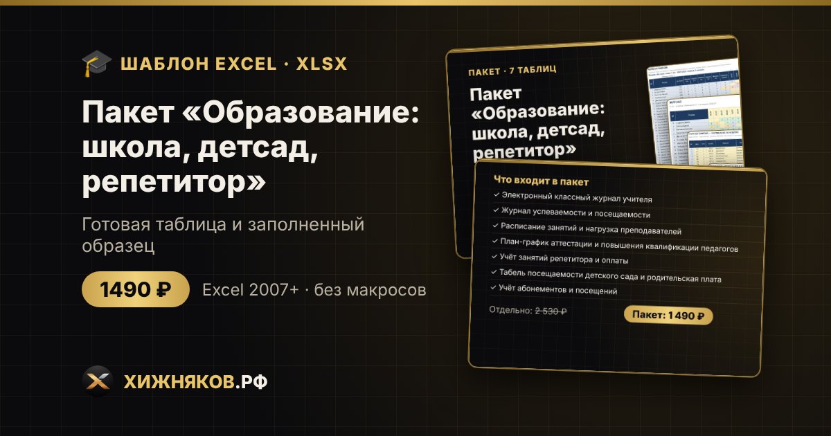 Пакет «Образование: школа, детсад, репетитор» в Excel — фото 2