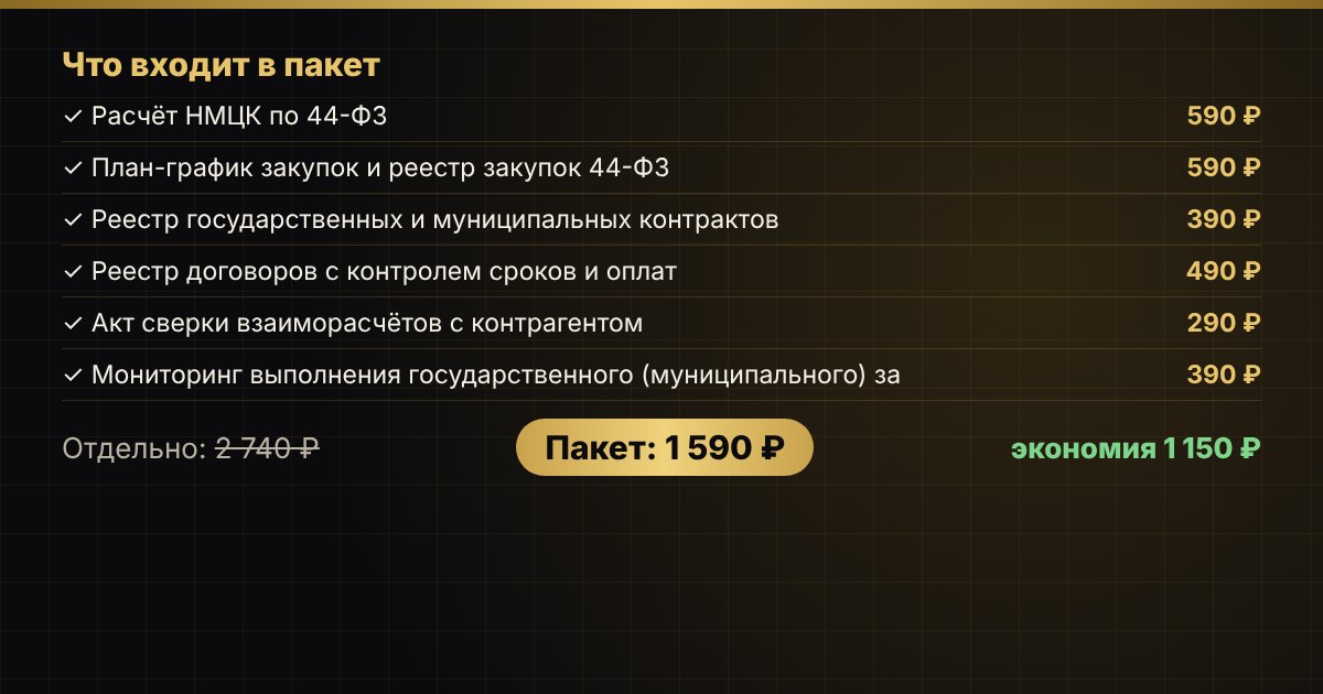 Пакет «Закупки и контракты 44-ФЗ» в Excel — фото 3