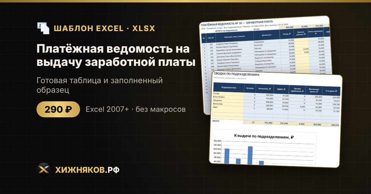 Платёжная ведомость на выдачу заработной платы в Excel: скачать шаблон — фото 2