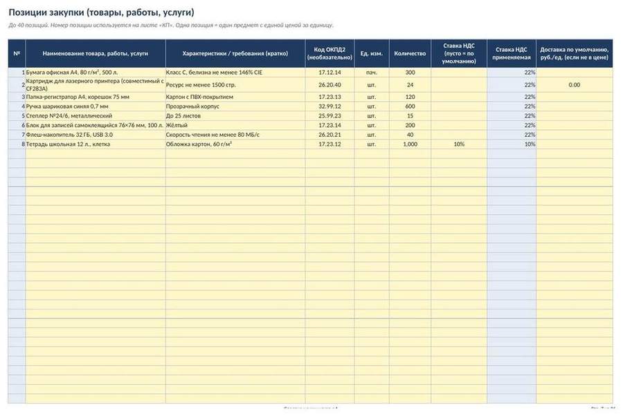 Расчёт НМЦК по 44-ФЗ в Excel: калькулятор метода сопоставимых рыночных цен — скриншот