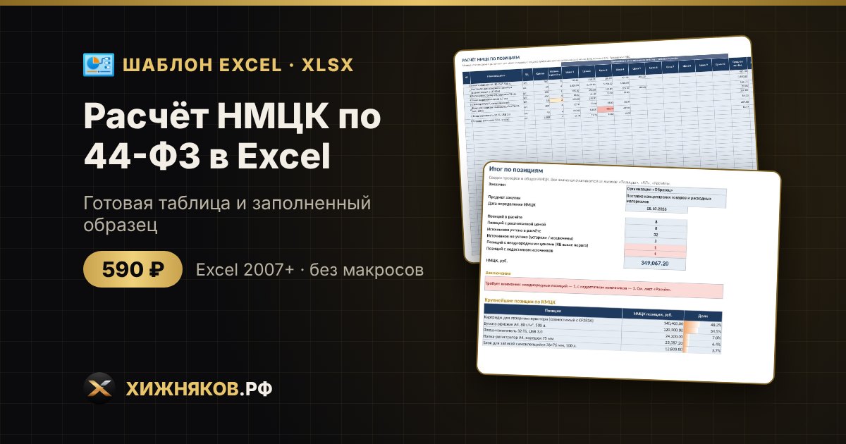 Расчёт НМЦК по 44-ФЗ в Excel: калькулятор метода сопоставимых рыночных цен