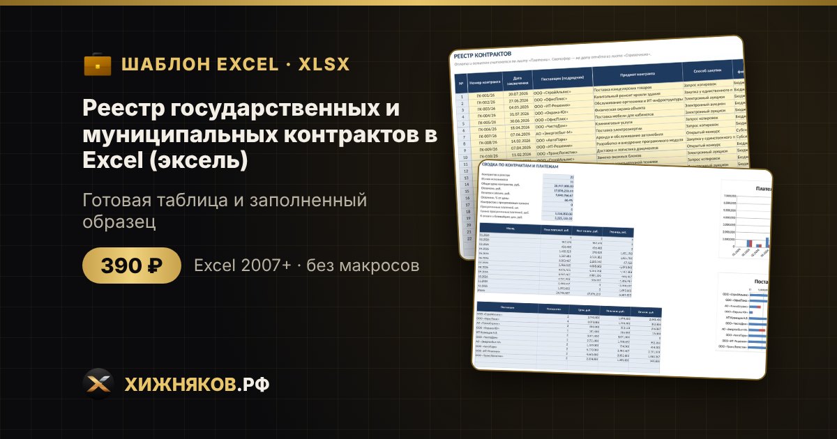 Реестр государственных и муниципальных контрактов в Excel (эксель): график платежей, оплата, остаток, сроки, скачать — фото 2