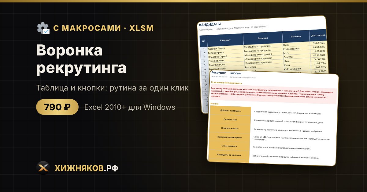 Воронка рекрутинга с макросами в Excel: этапы, напоминания и приглашения кнопкой — фото 2