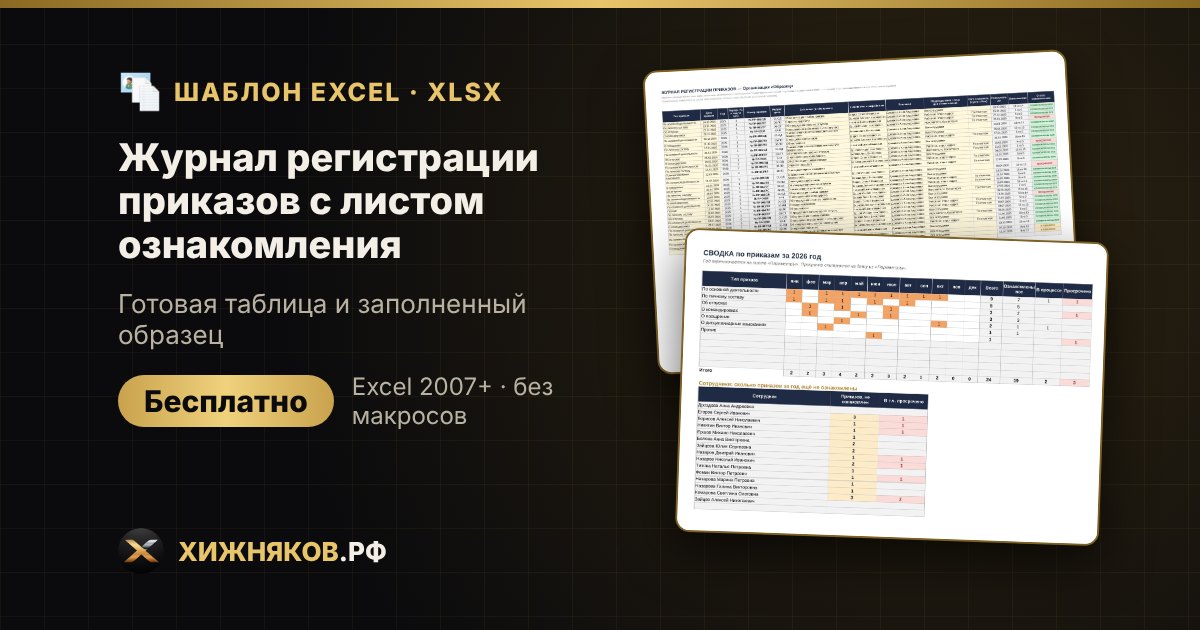 Журнал регистрации приказов с листом ознакомления