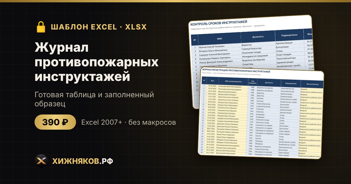 Журнал противопожарных инструктажей в Excel: скачать шаблон и контроль сроков