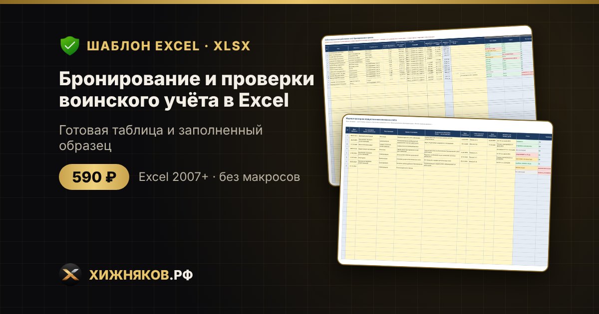 Бронирование и проверки воинского учёта в Excel: журнал проверок и план мероприятий