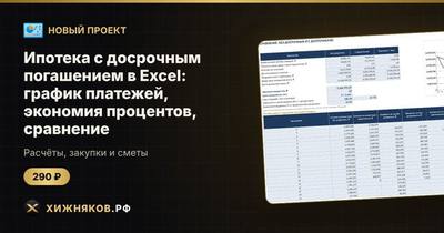 Ипотека с досрочным погашением в Excel: график платежей, экономия процентов, сравнение