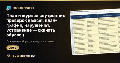 План и журнал внутренних проверок в Excel: план-график, нарушения, устранение — скачать образец
