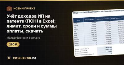Учёт доходов ИП на патенте (ПСН) в Excel: лимит, сроки и суммы оплаты, скачать