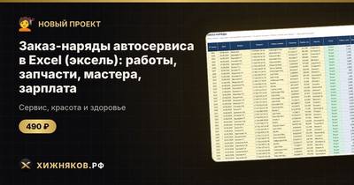 Заказ-наряды автосервиса в Excel (эксель): работы, запчасти, мастера, зарплата